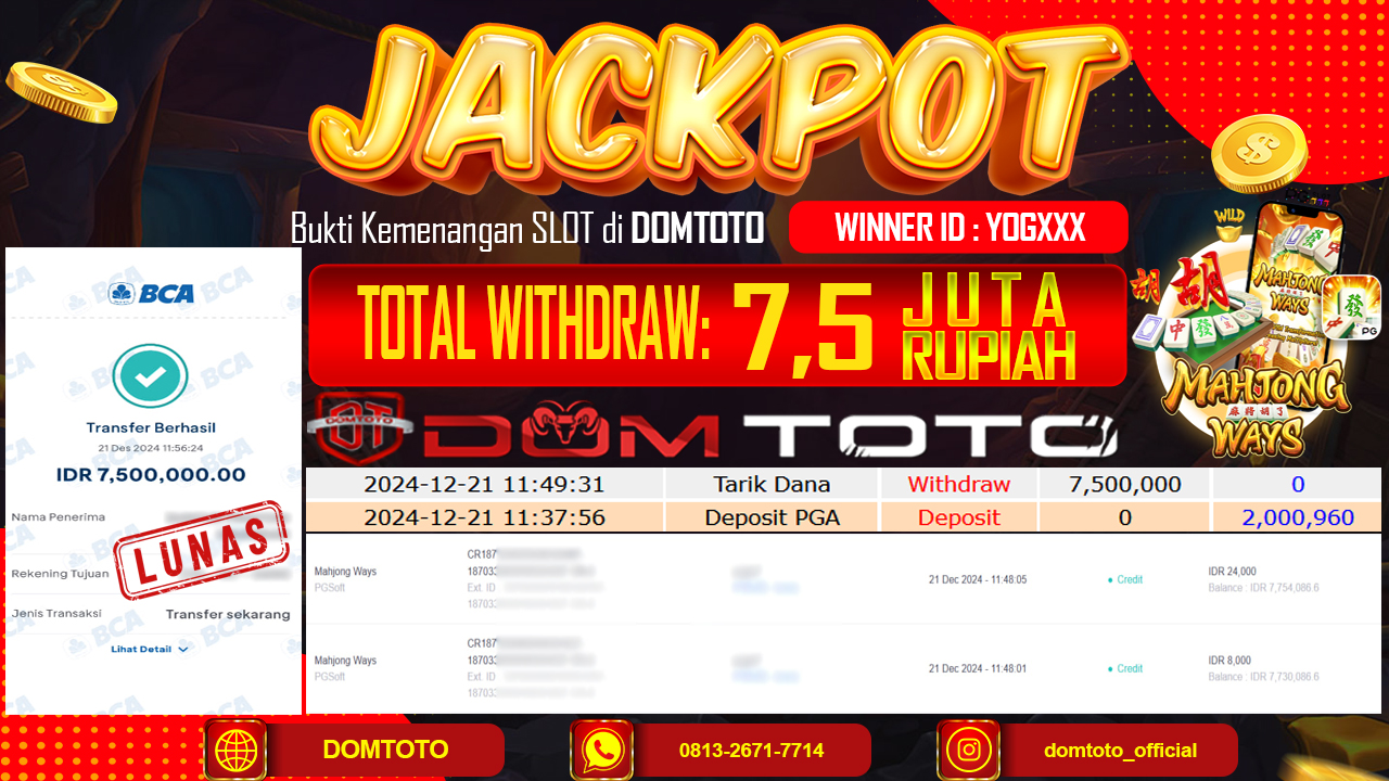 JACKPOT SLOT MAHJONG WAYS  21 DESEMBER 2024